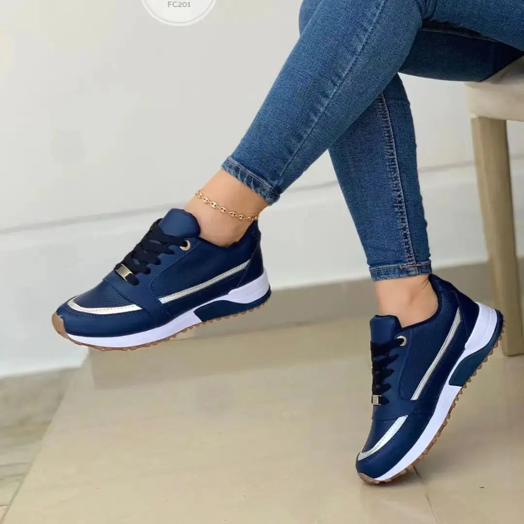 Mesh Camp voor dames; sneakers met leren patchwork