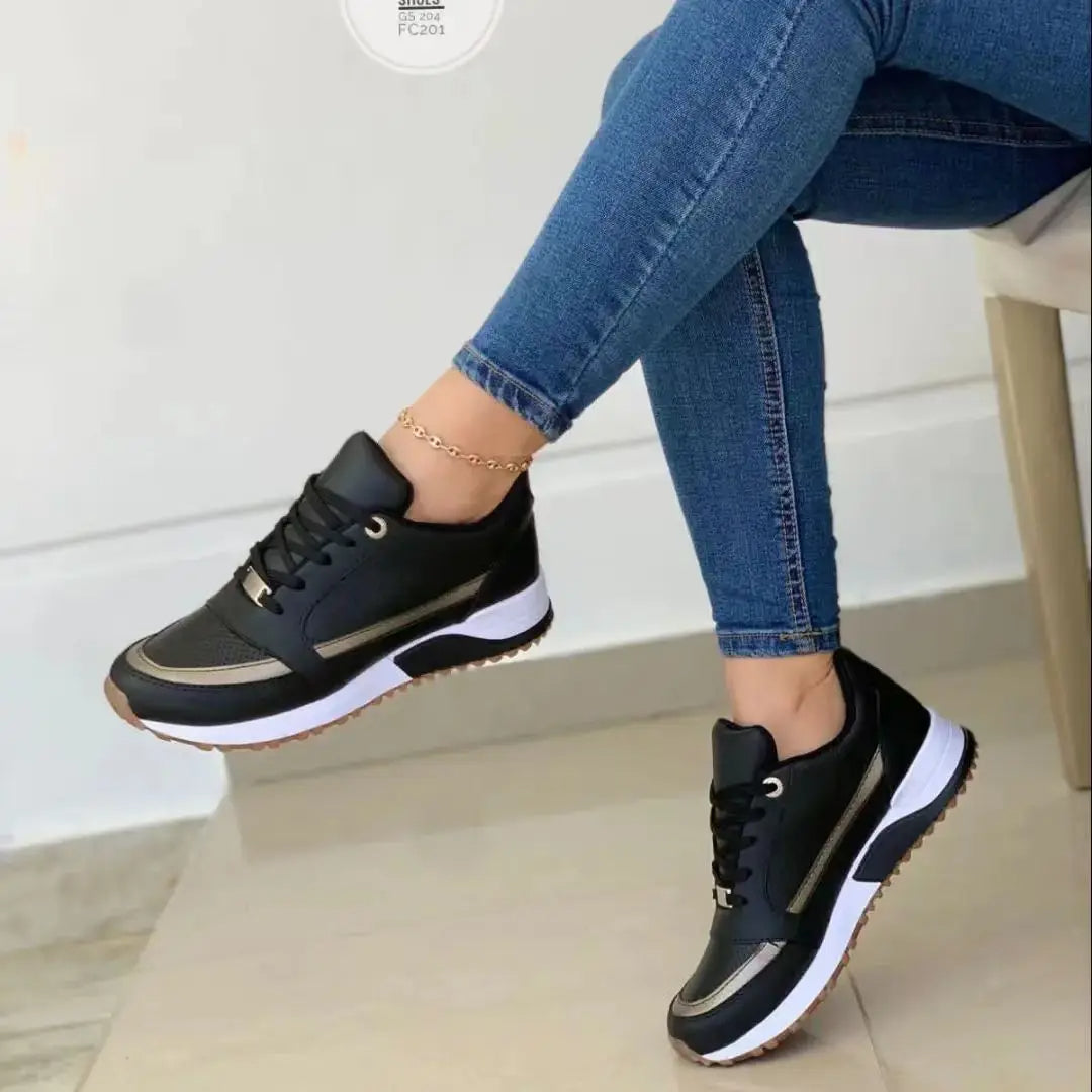 Mesh Camp voor dames; sneakers met leren patchwork