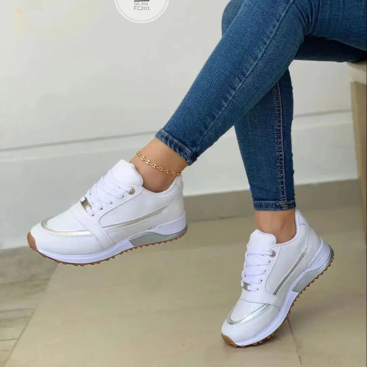 Mesh Camp voor dames; sneakers met leren patchwork