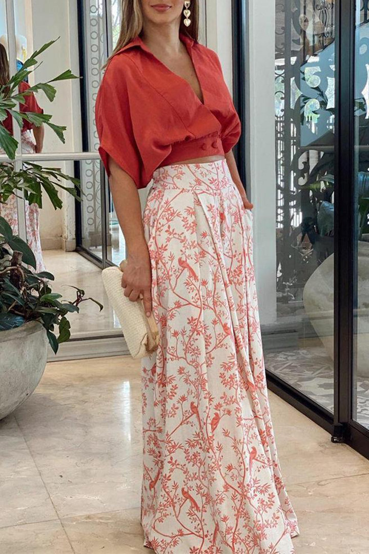 Moderne elegante set voor dames, tweedelig en zwierig