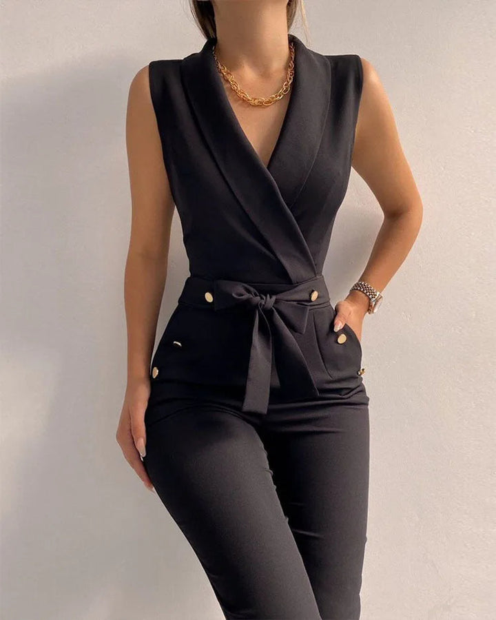Mouwloze V-hals jumpsuit
