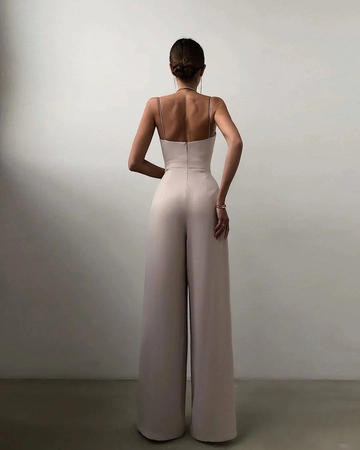 Mouwloze jumpsuit met hoge taille en wijde pijpen