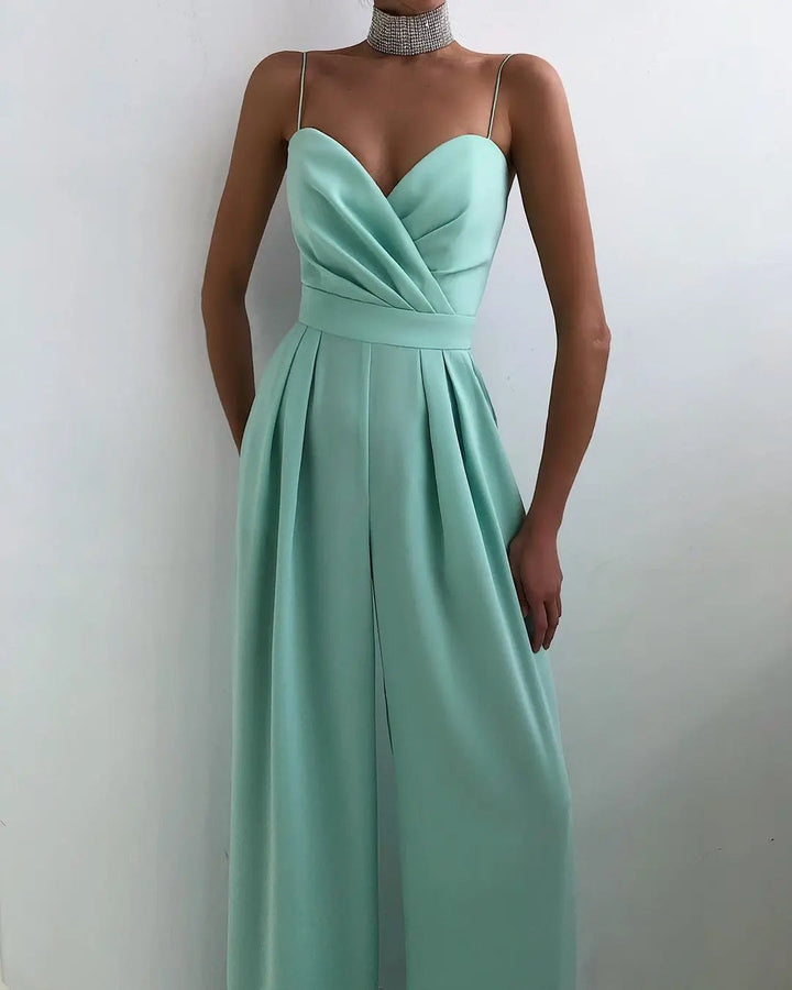 Mouwloze jumpsuit met hoge taille en wijde pijpen