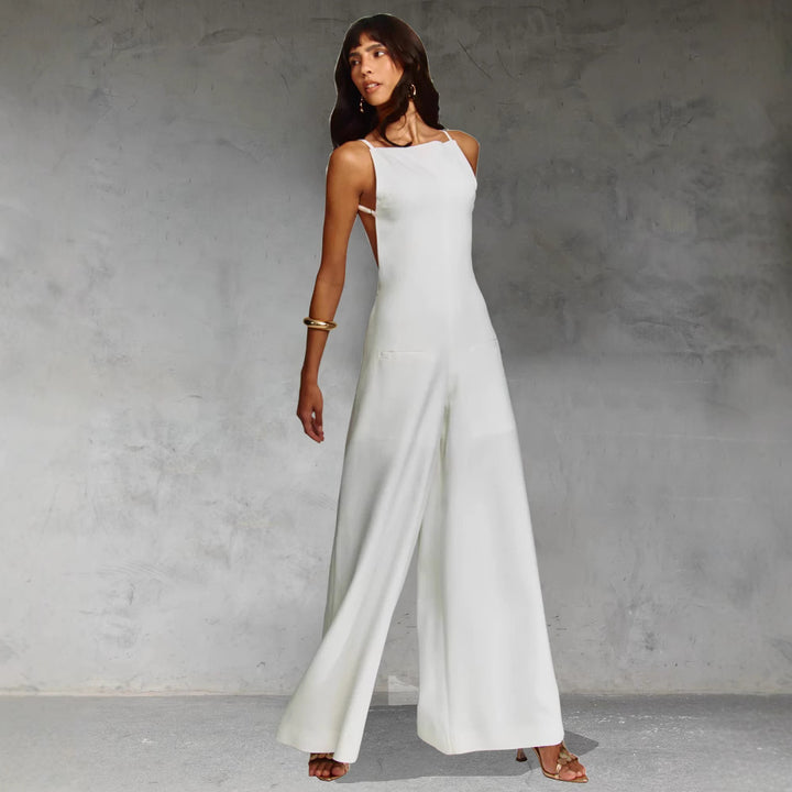 Mouwloze jumpsuit met wijde pijpen