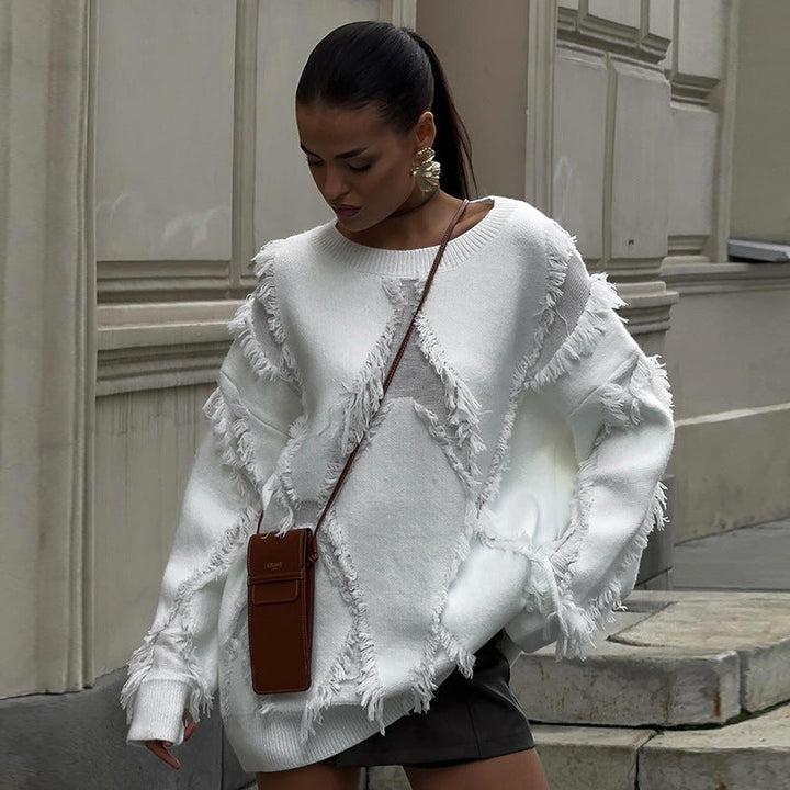 Oversized trui met Franjes