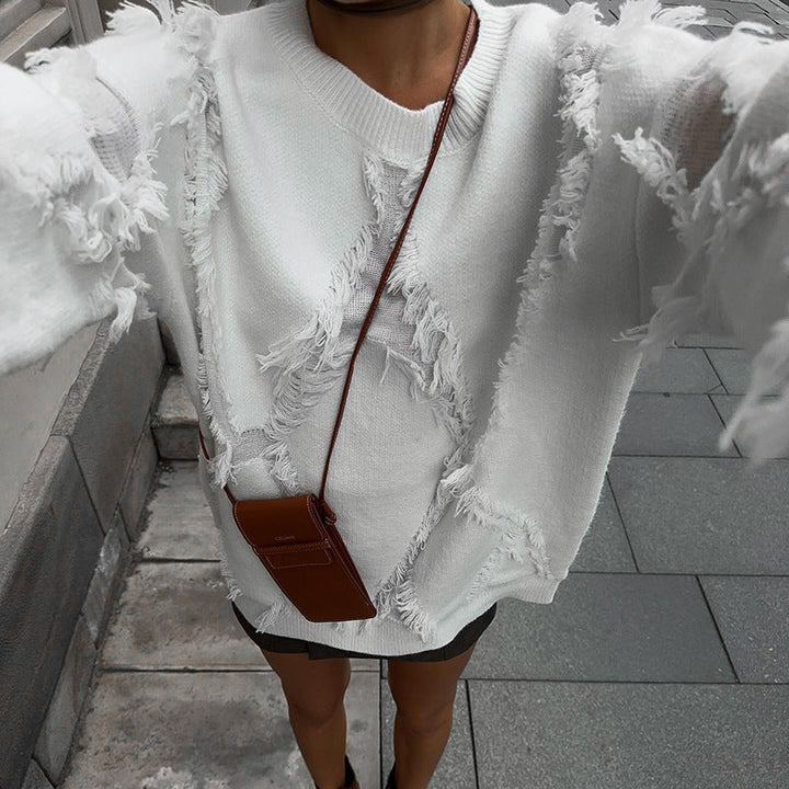 Oversized trui met Franjes