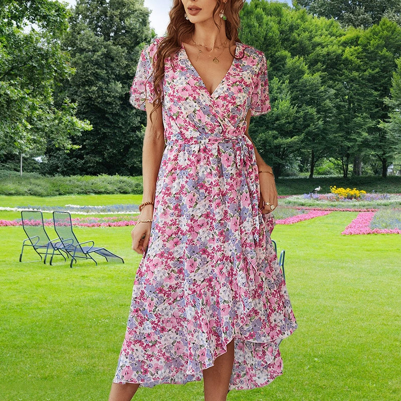 Bloemenprint Jurk met Pofmouwen