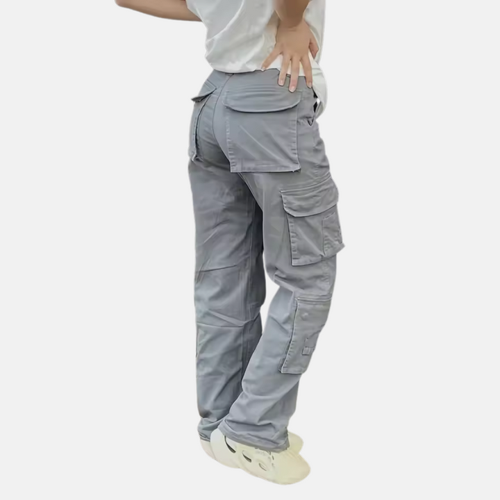 Dames cargobroek met hoge taille