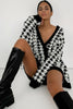 Oversized cardigan met pied-de-poule