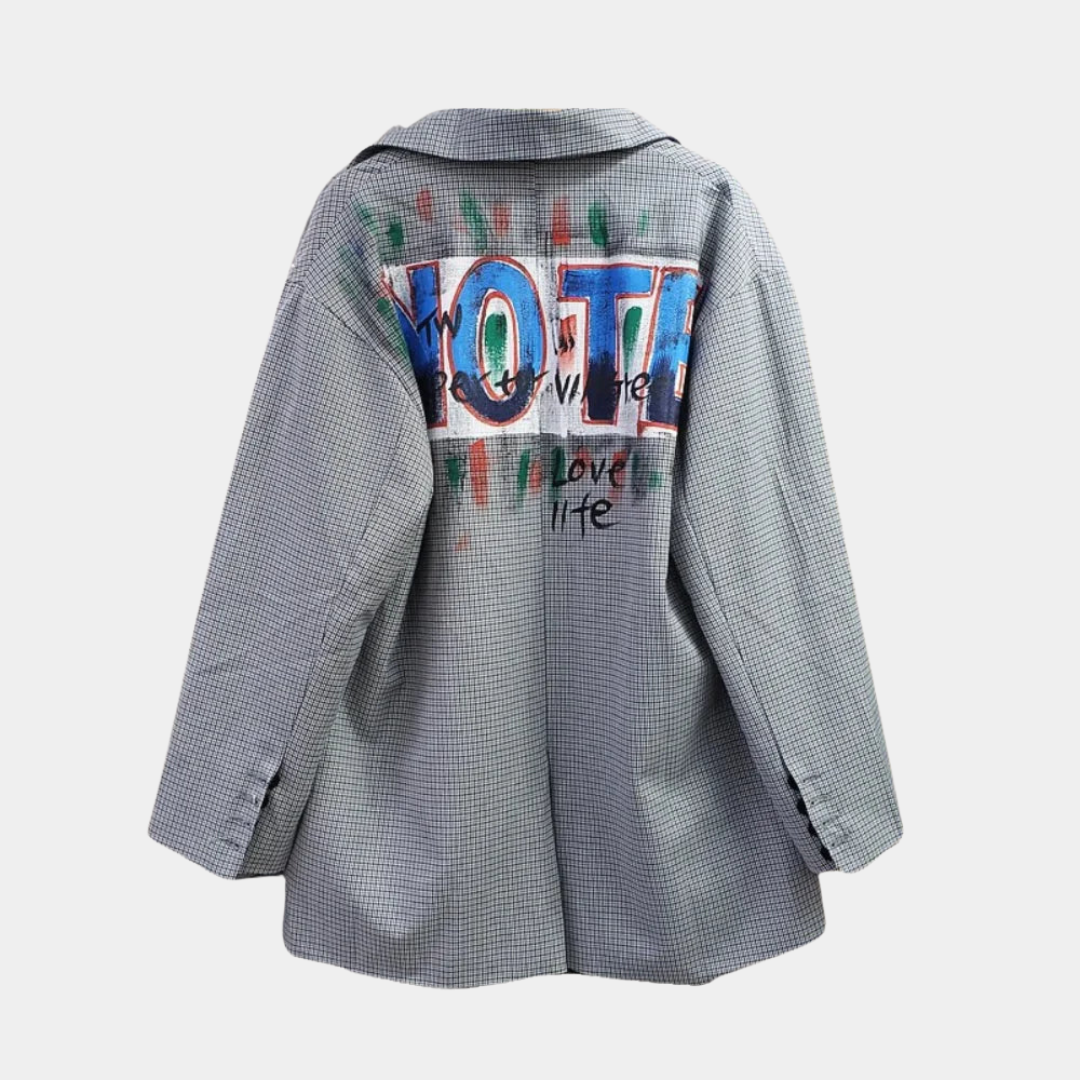 Oversized damesblazer met subtiel ruitpatroon