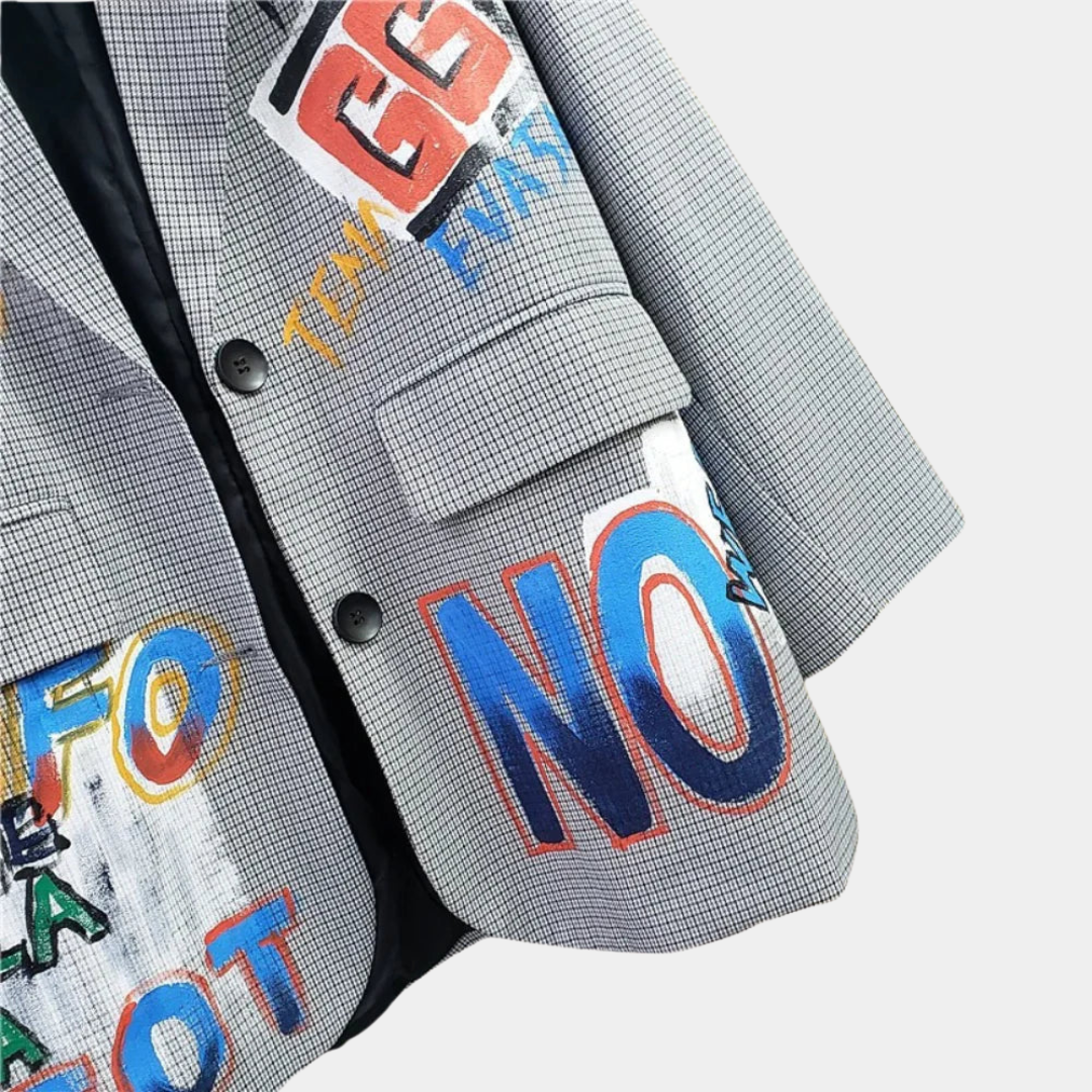 Oversized damesblazer met subtiel ruitpatroon