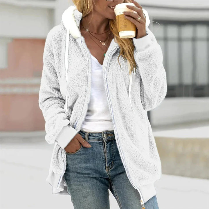 Plush-jas met capuchon voor dames – Behaaglijke warmte en alledaagse stijl