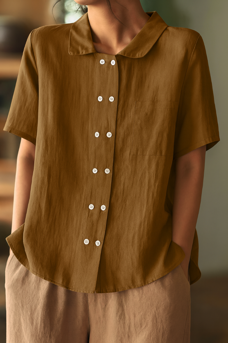 Relaxed Fit Blouse van Katoen en Linnen voor Dames