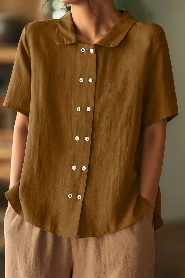 Relaxed Fit Blouse van Katoen en Linnen voor Dames