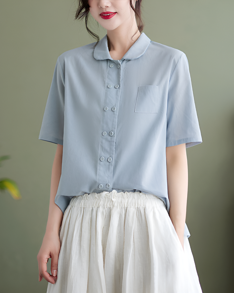 Relaxed Fit Blouse van Katoen en Linnen voor Dames