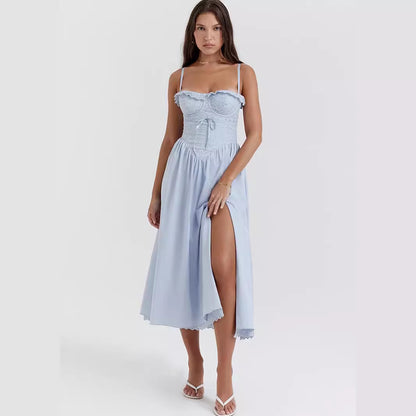 Romantische Gebloemde Midi Jurk met Split