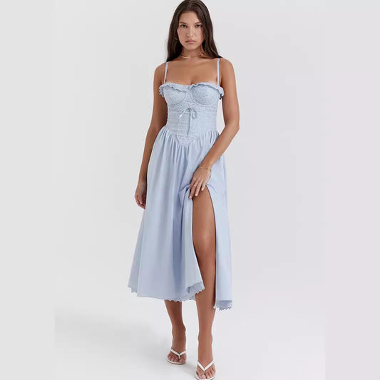 Romantische Gebloemde Midi Jurk met Split