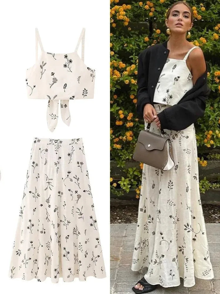 Set van top en rok met bloemenprint