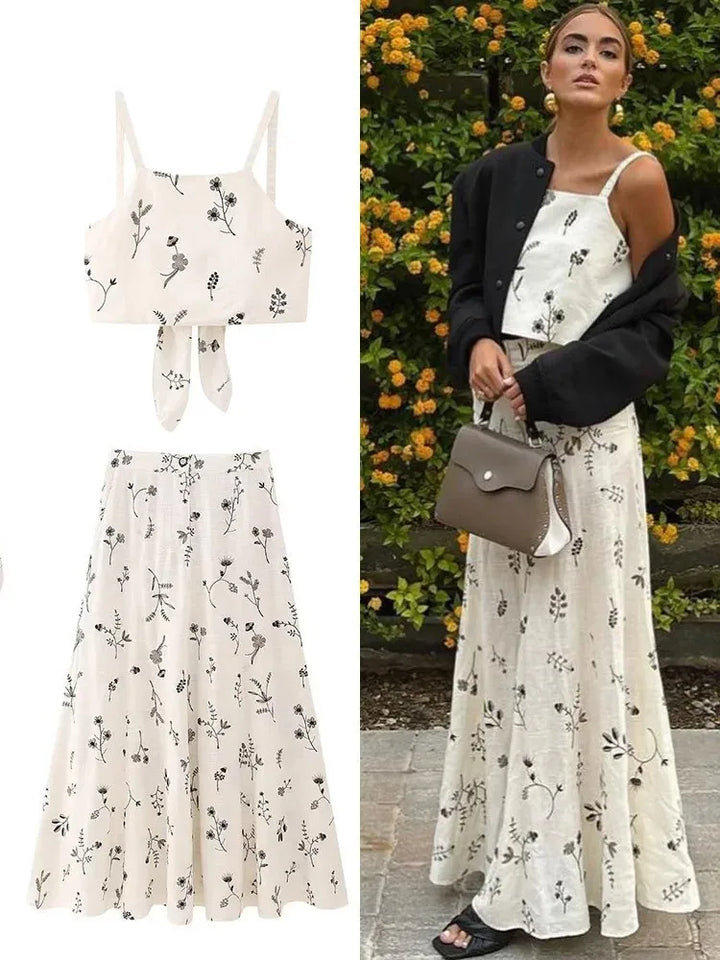 Set van top en rok met bloemenprint