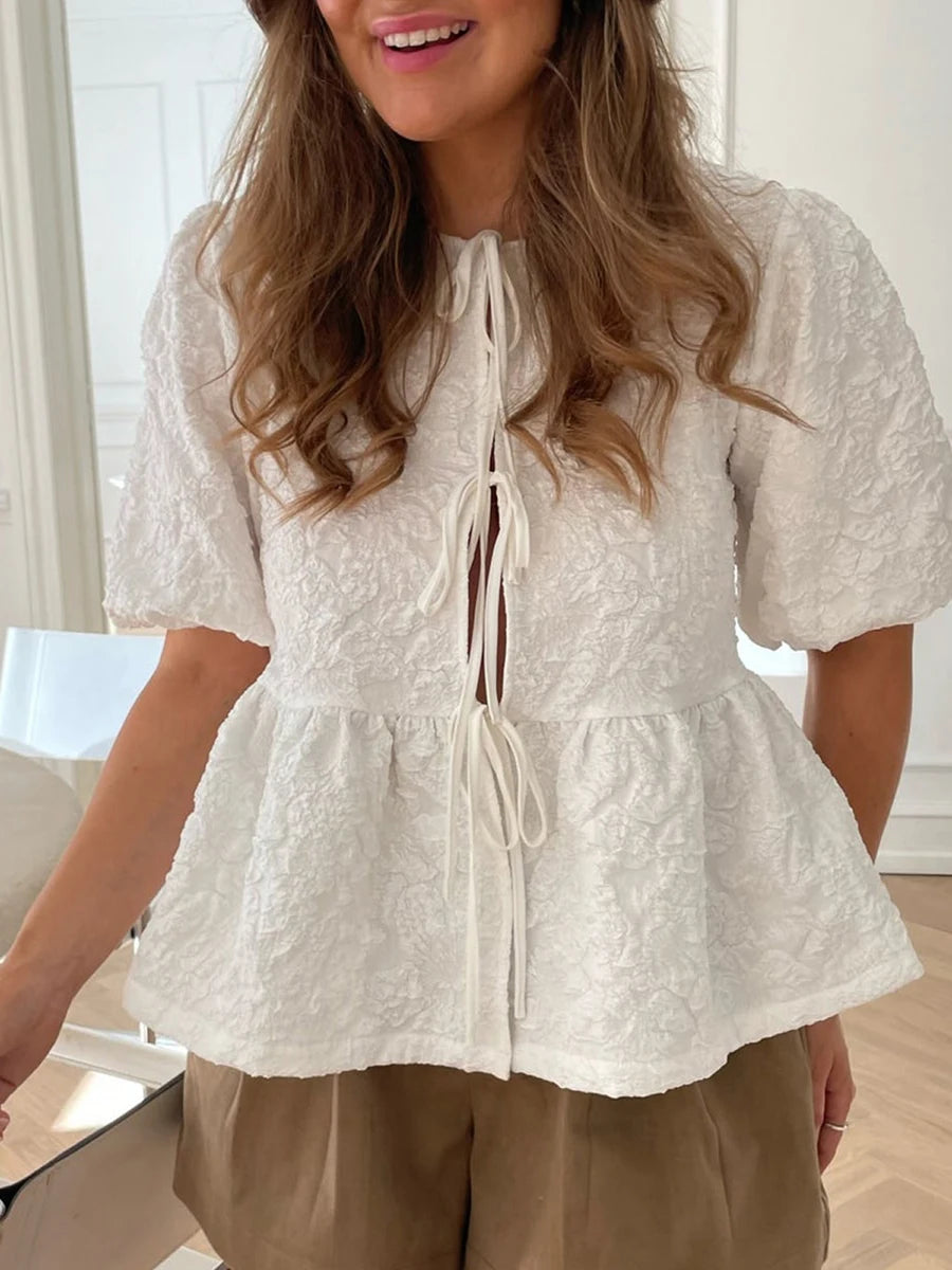 Romantische Blouse met Striksluiting