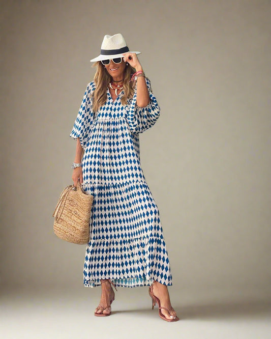 Elegante Geometrische Maxi Jurk