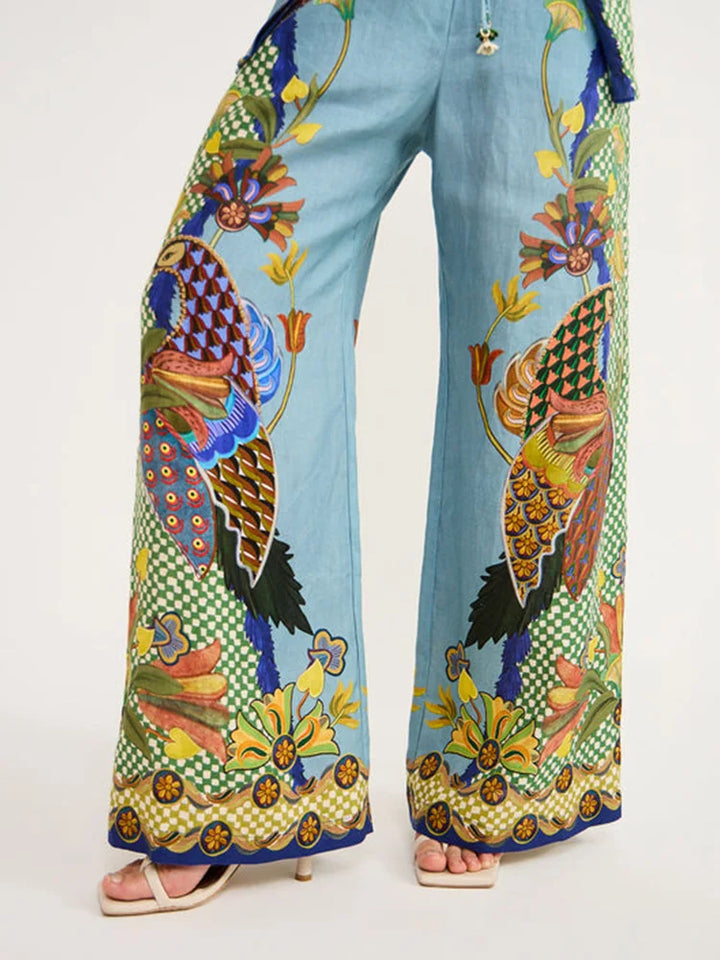 Stijlvolle Set van Oversized Blouse en Broek met Print