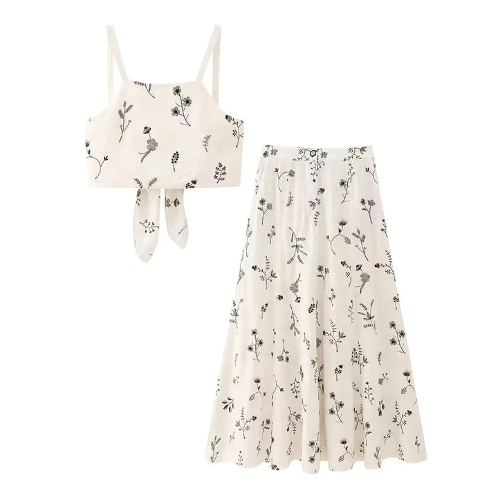 Set van top en rok met bloemenprint