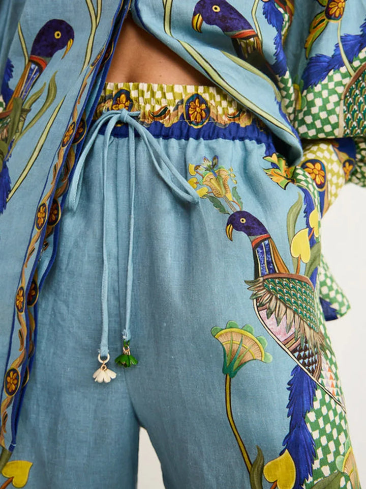 Stijlvolle Set van Oversized Blouse en Broek met Print