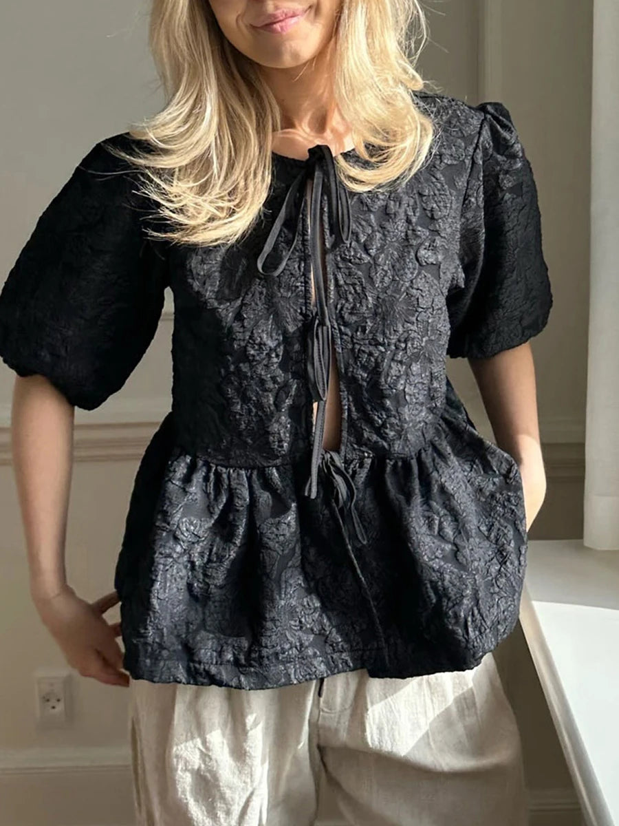 Romantische Blouse met Striksluiting