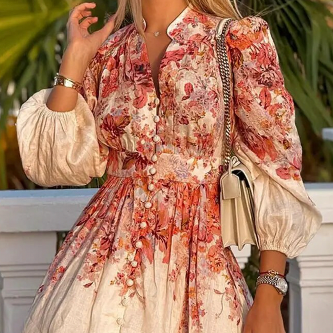 Romantische Bloemen Jurk Met Knopen