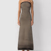 Strapless geribde maxi-jurk