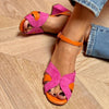 Suède sandalen met hak in kleurcombinatie