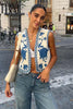Mouwloos Vest met Bloemdessin