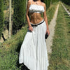 Tweedelige set met geruffelde cropped top en lange rok