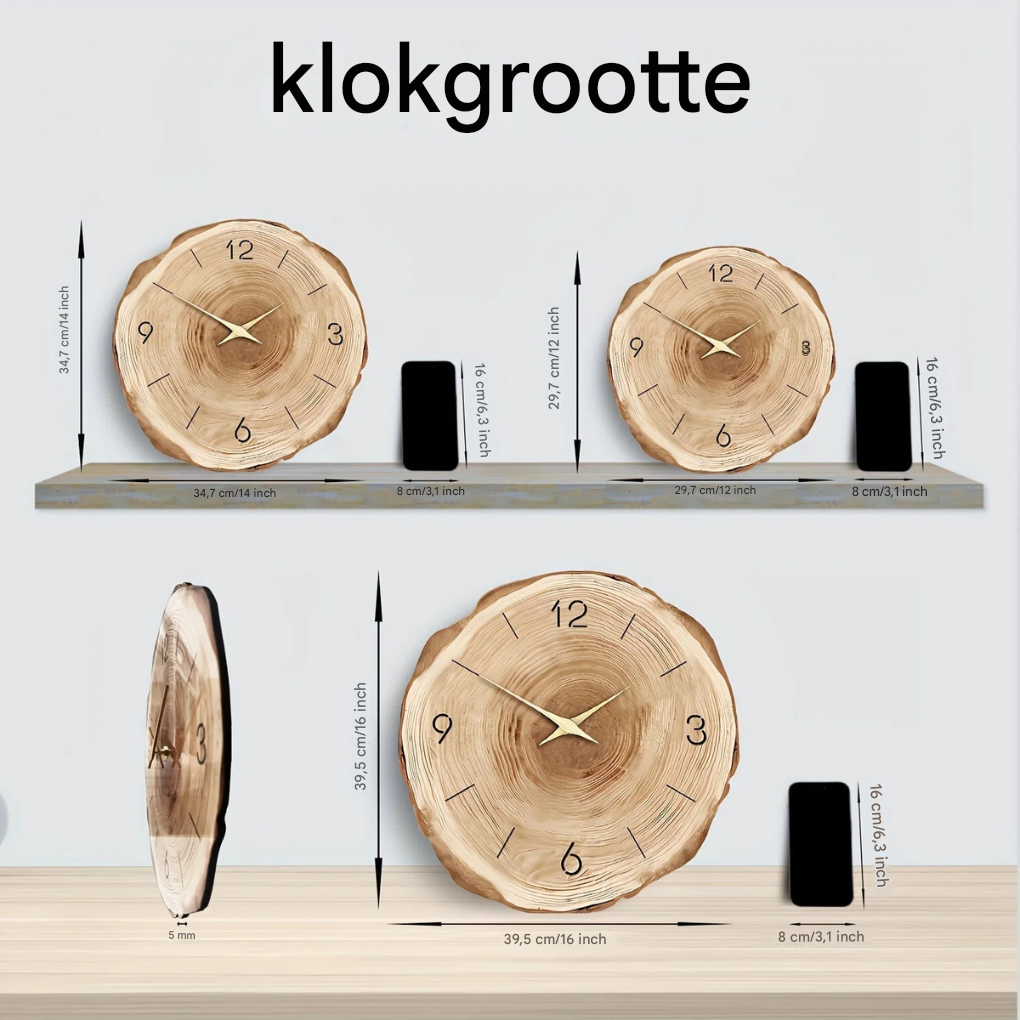 Stille houten wandklok