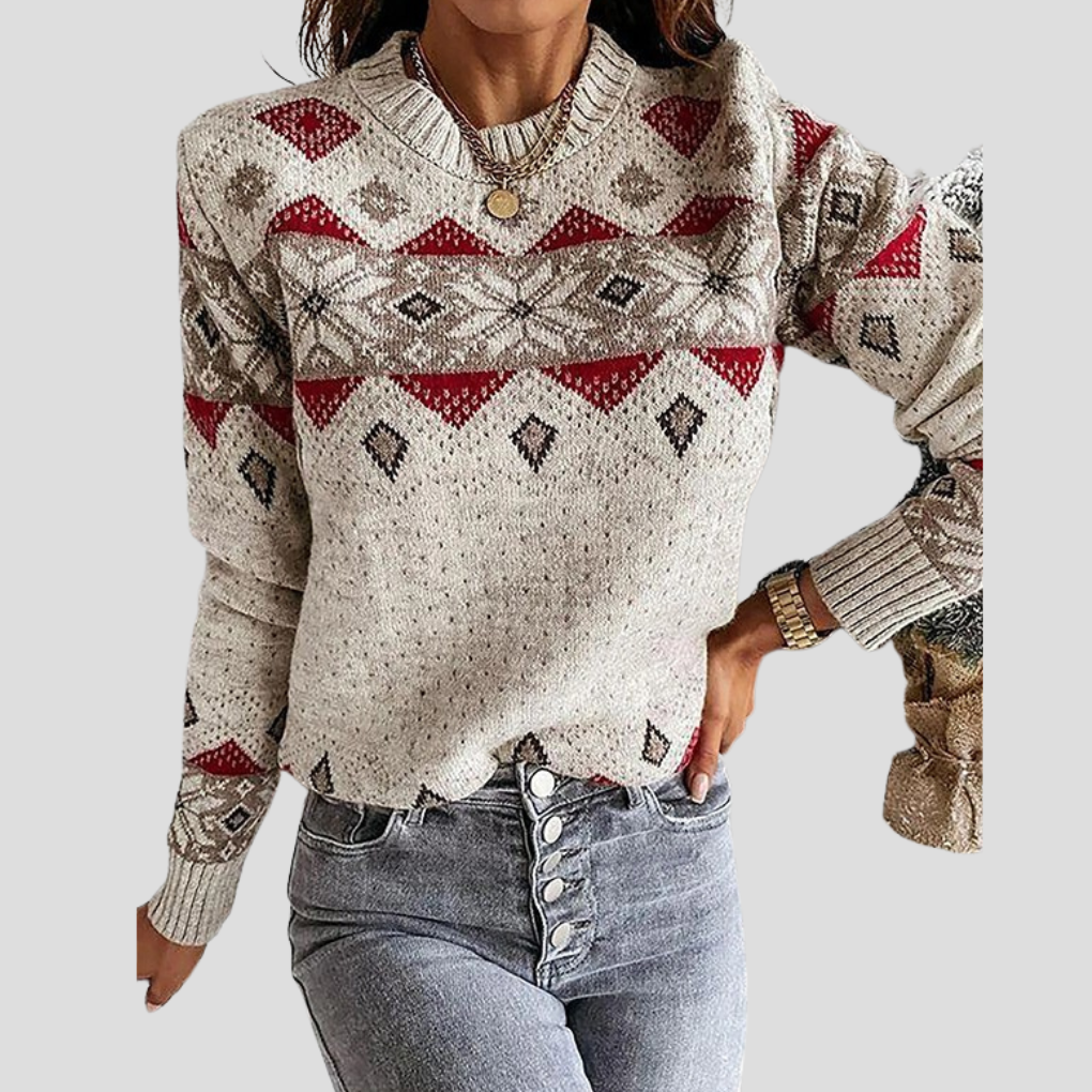 Damestrui met geometrische print en lange mouwen