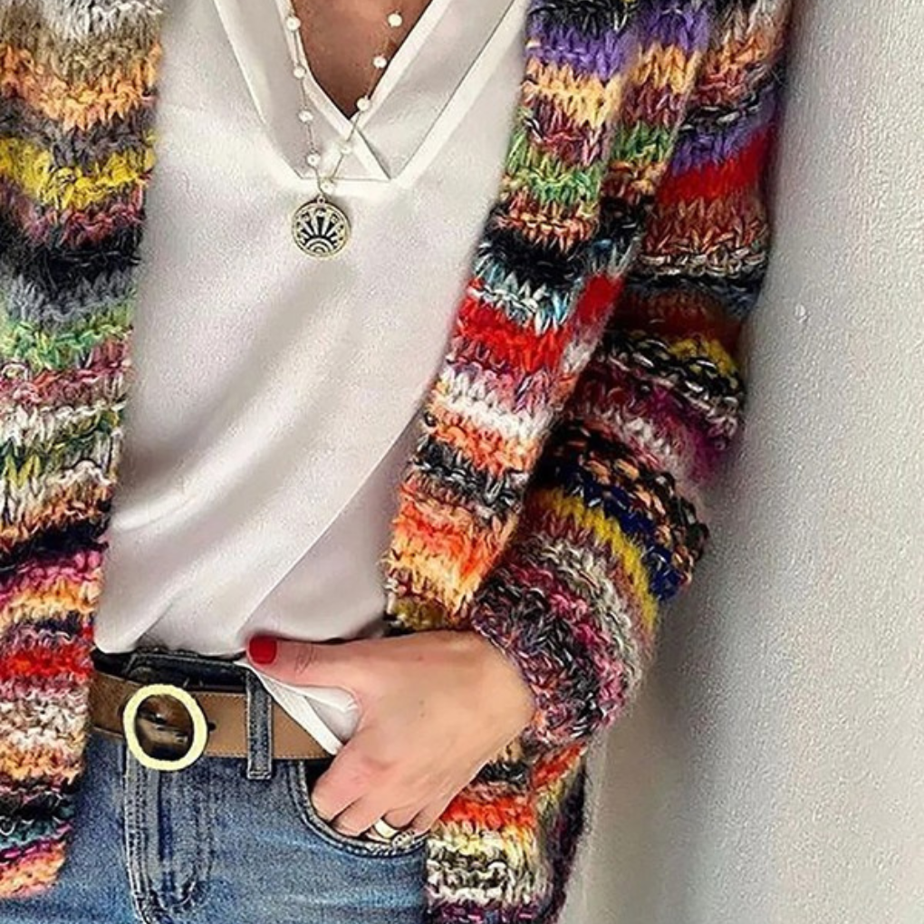 Dames cardigan met strepenprint en lange mouwen