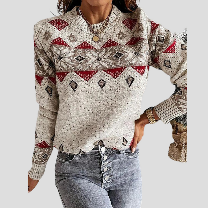 Damestrui met geometrische print en lange mouwen