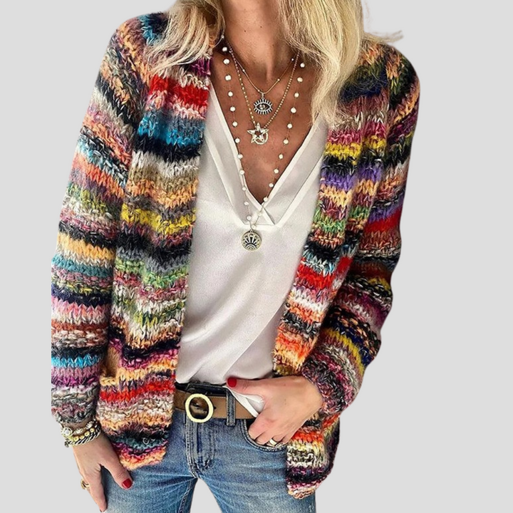 Dames cardigan met strepenprint en lange mouwen