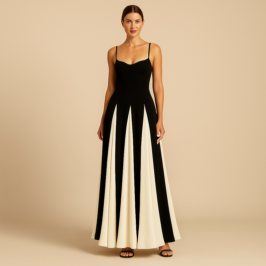 Elegante Maxi Jurk met Uitlopende Rok