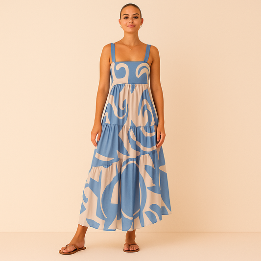 Luchtige maxi-jurk in pastel tinten