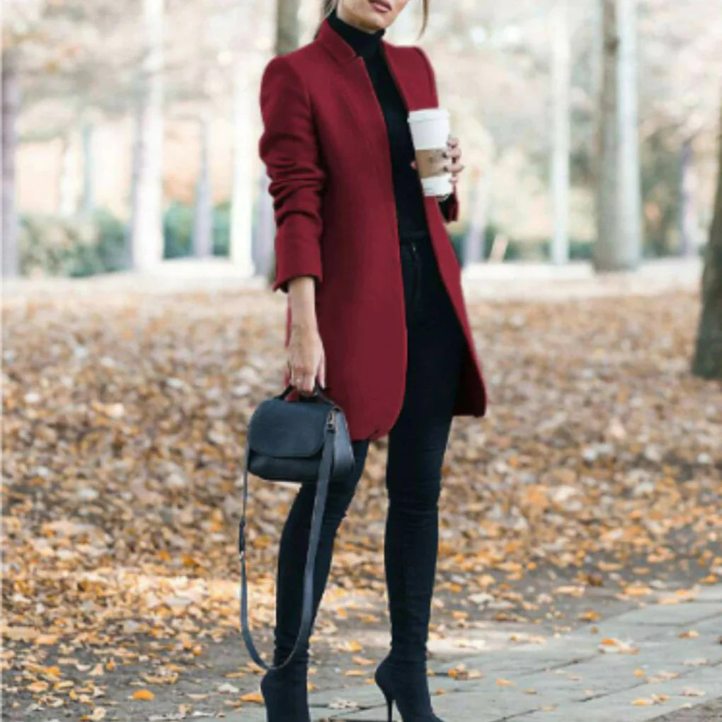 Winterjas met opstaande kraag voor dames - elegante overlaag met klassieke warmte
