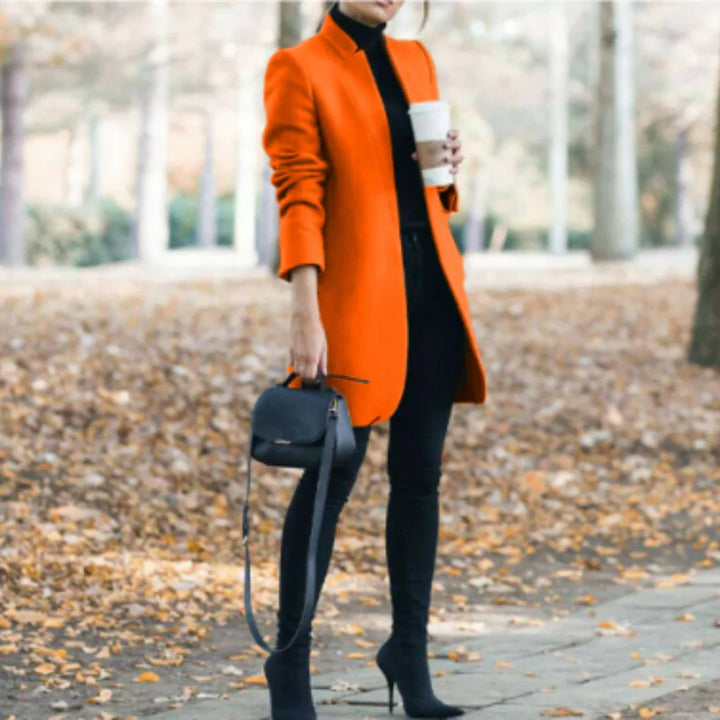 Winterjas met opstaande kraag voor dames - elegante overlaag met klassieke warmte