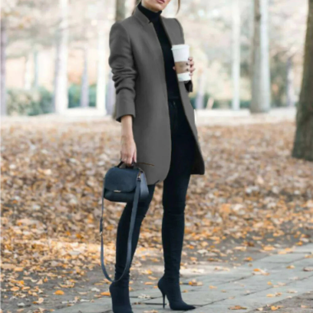 Winterjas met opstaande kraag voor dames - elegante overlaag met klassieke warmte