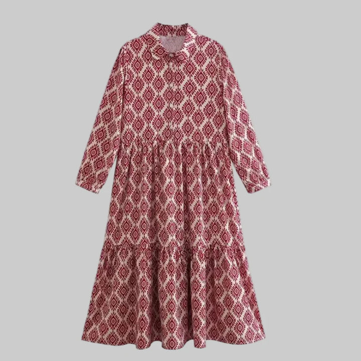 Damesjurk met lange mouwen en geometrische print