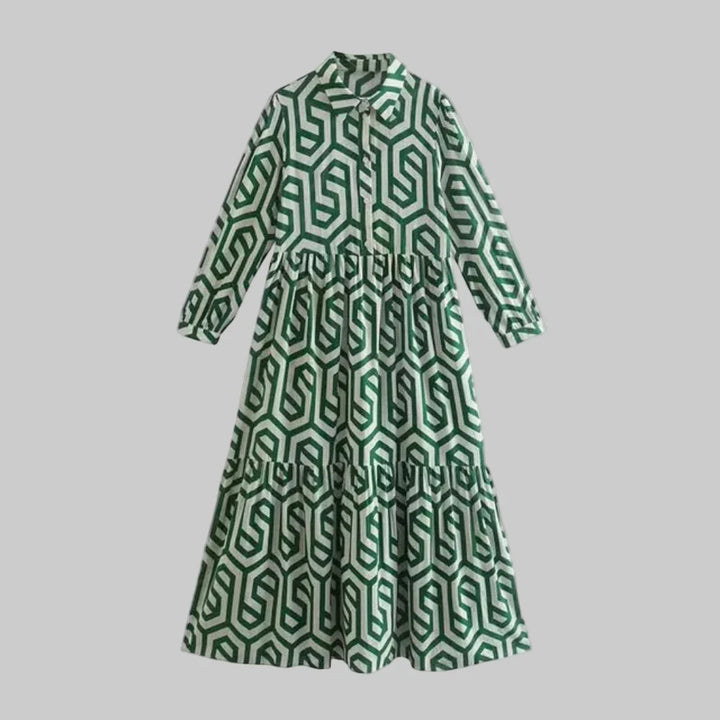 Damesjurk met lange mouwen en geometrische print