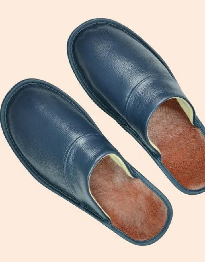 Antislip comfortabele leren pantoffels voor binnenshuis