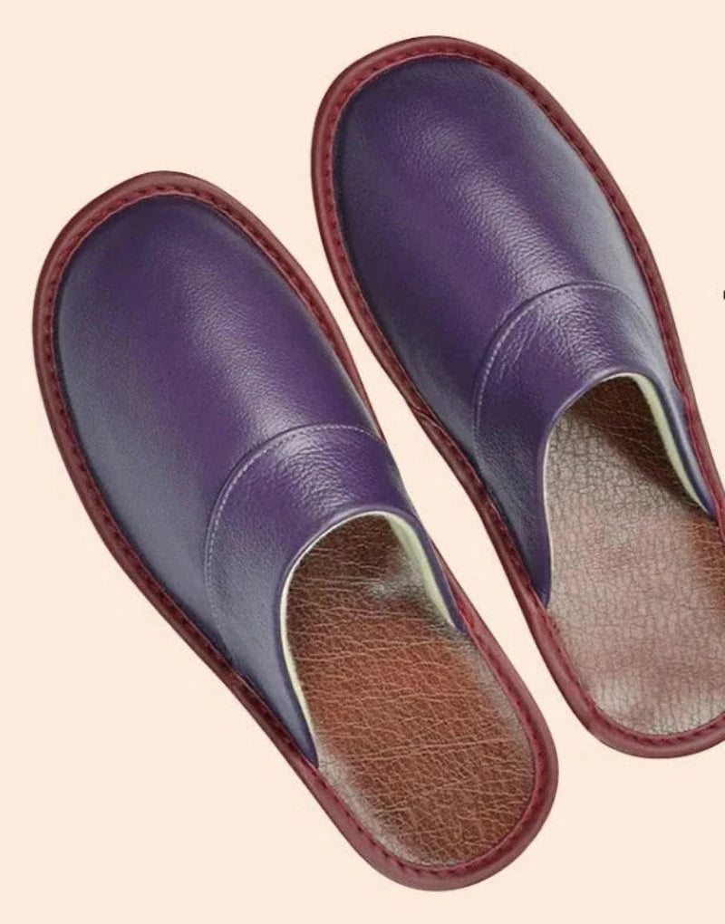 Antislip comfortabele leren pantoffels voor binnenshuis