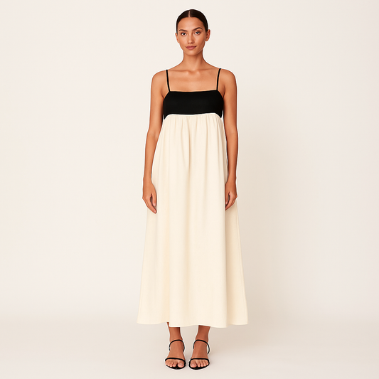 Tweekleurige Empire Maxi Jurk