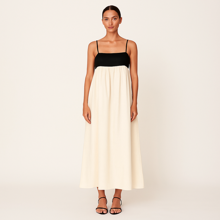 Tweekleurige Empire Maxi Jurk